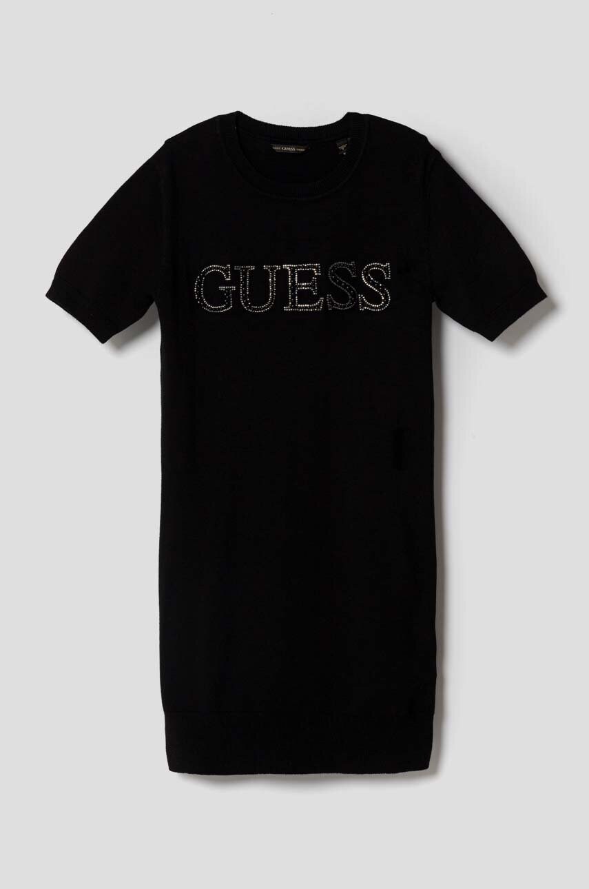 

Дитяча сукня Guess колір чорний midi пряма