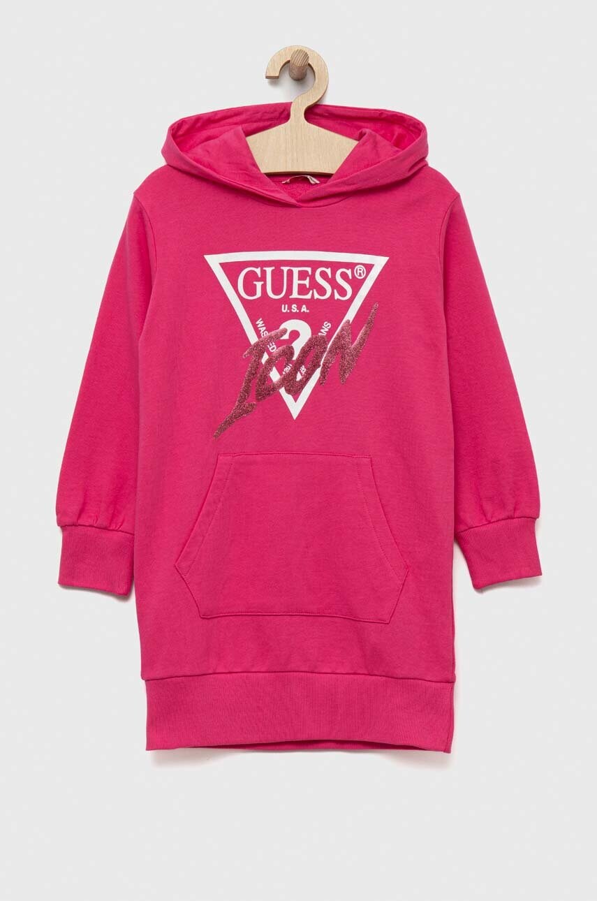 

Дитяча бавовняна сукня Guess колір рожевий mini пряма
