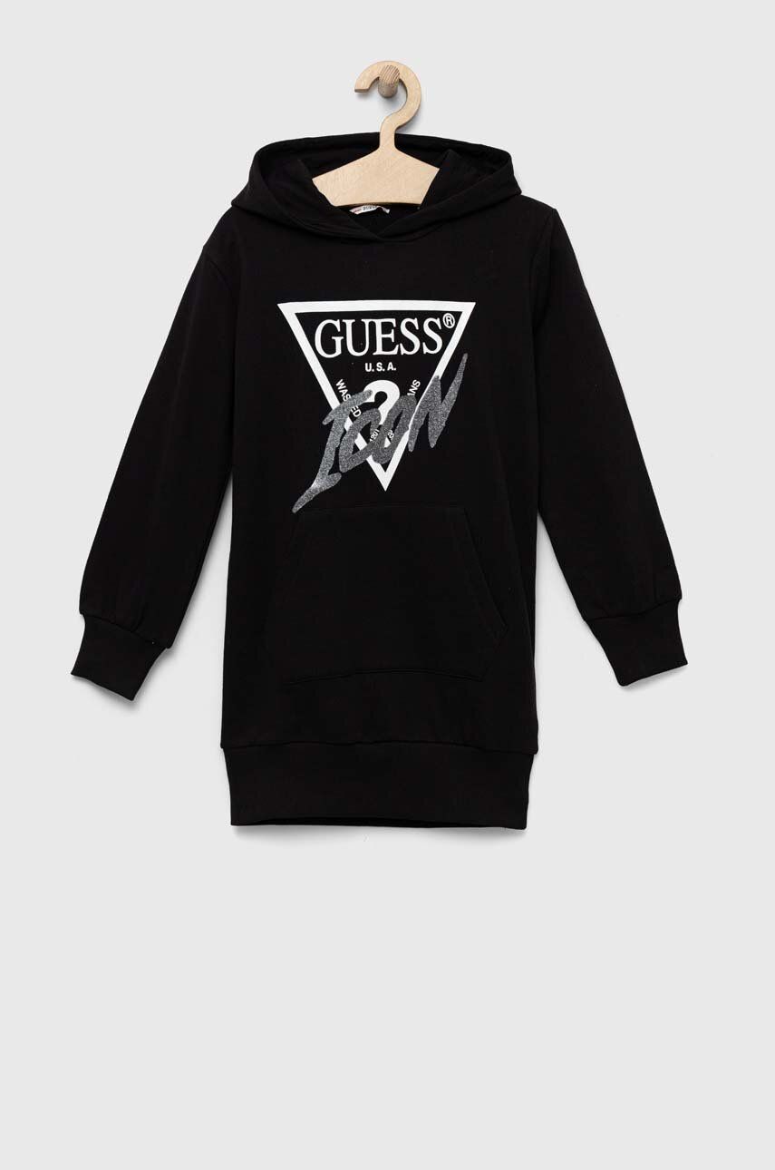 

Дитяча бавовняна сукня Guess колір чорний mini пряма