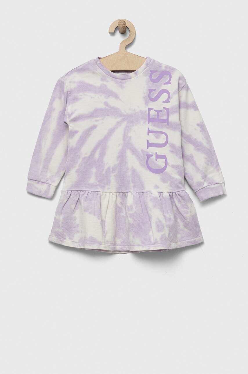 

Хлопковое детское платье Guess цвет фиолетовый mini расклешённое