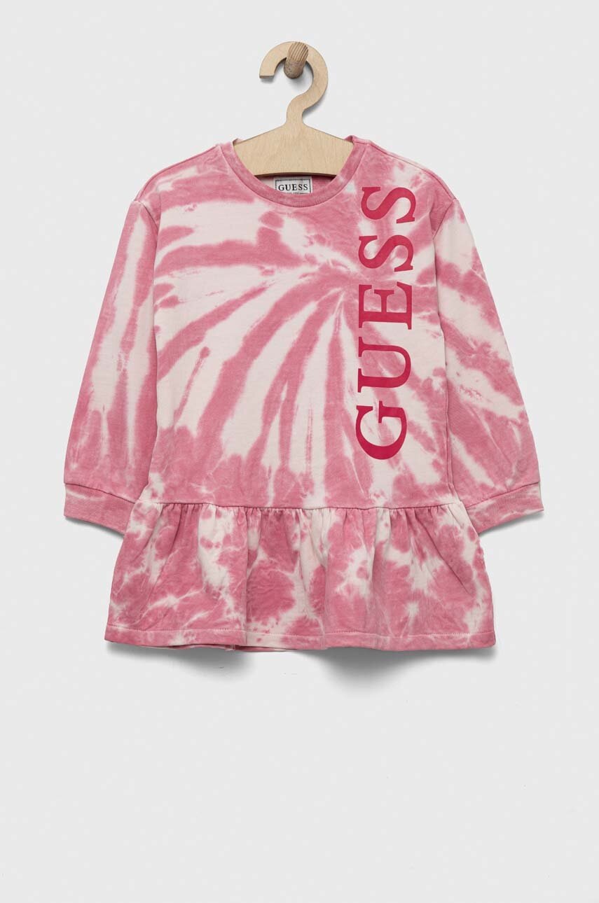 

Хлопковое детское платье Guess цвет розовый mini расклешённое