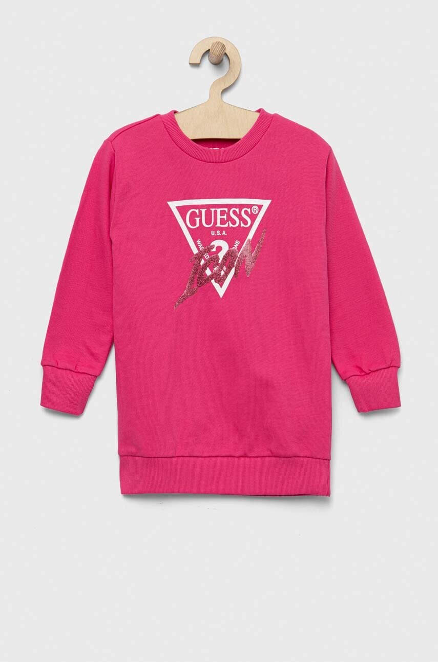 

Хлопковое детское платье Guess цвет розовый mini прямое