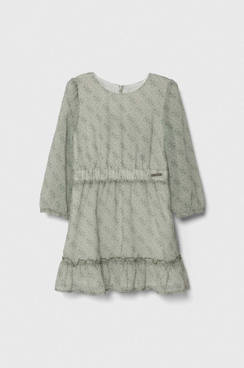 E-shop Dívčí šaty Guess zelená barva, midi