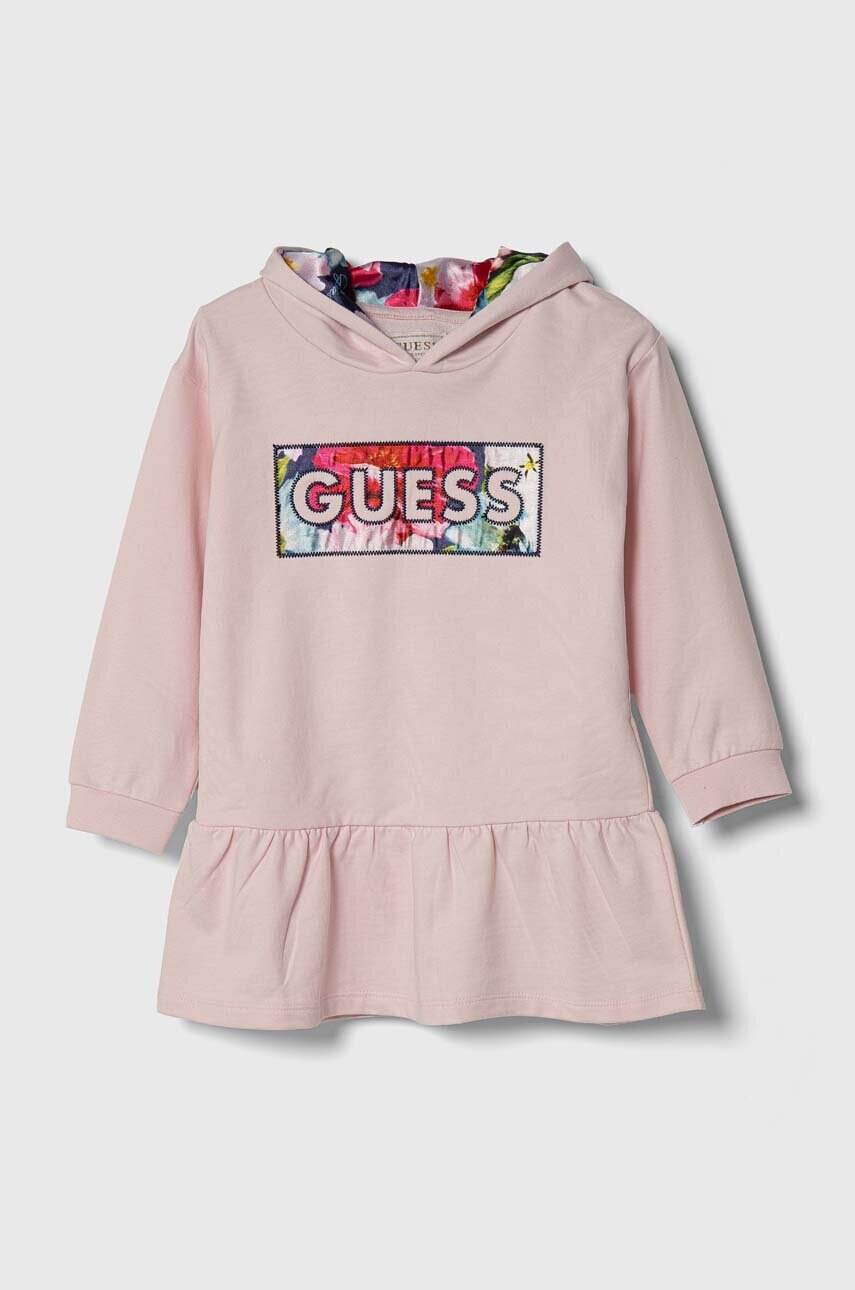 

Хлопковое детское платье Guess цвет розовый mini прямое