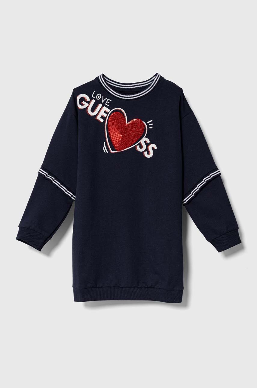 

Хлопковое детское платье Guess цвет синий mini прямое