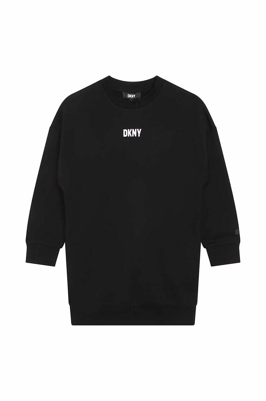 Dkny rochie din bumbac pentru copii culoarea negru, mini, oversize