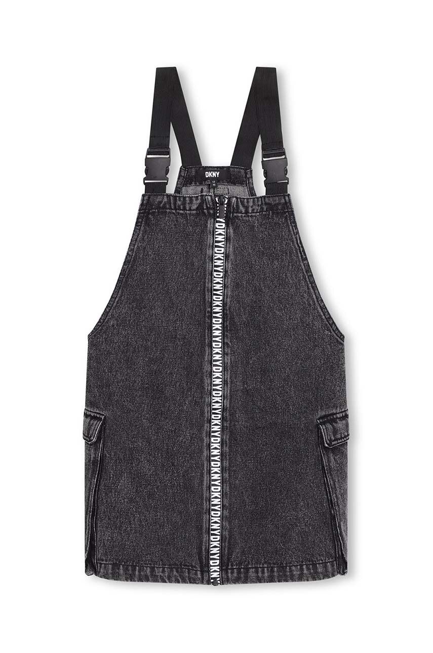 E-shop Dětské riflové šaty Dkny černá barva, mini