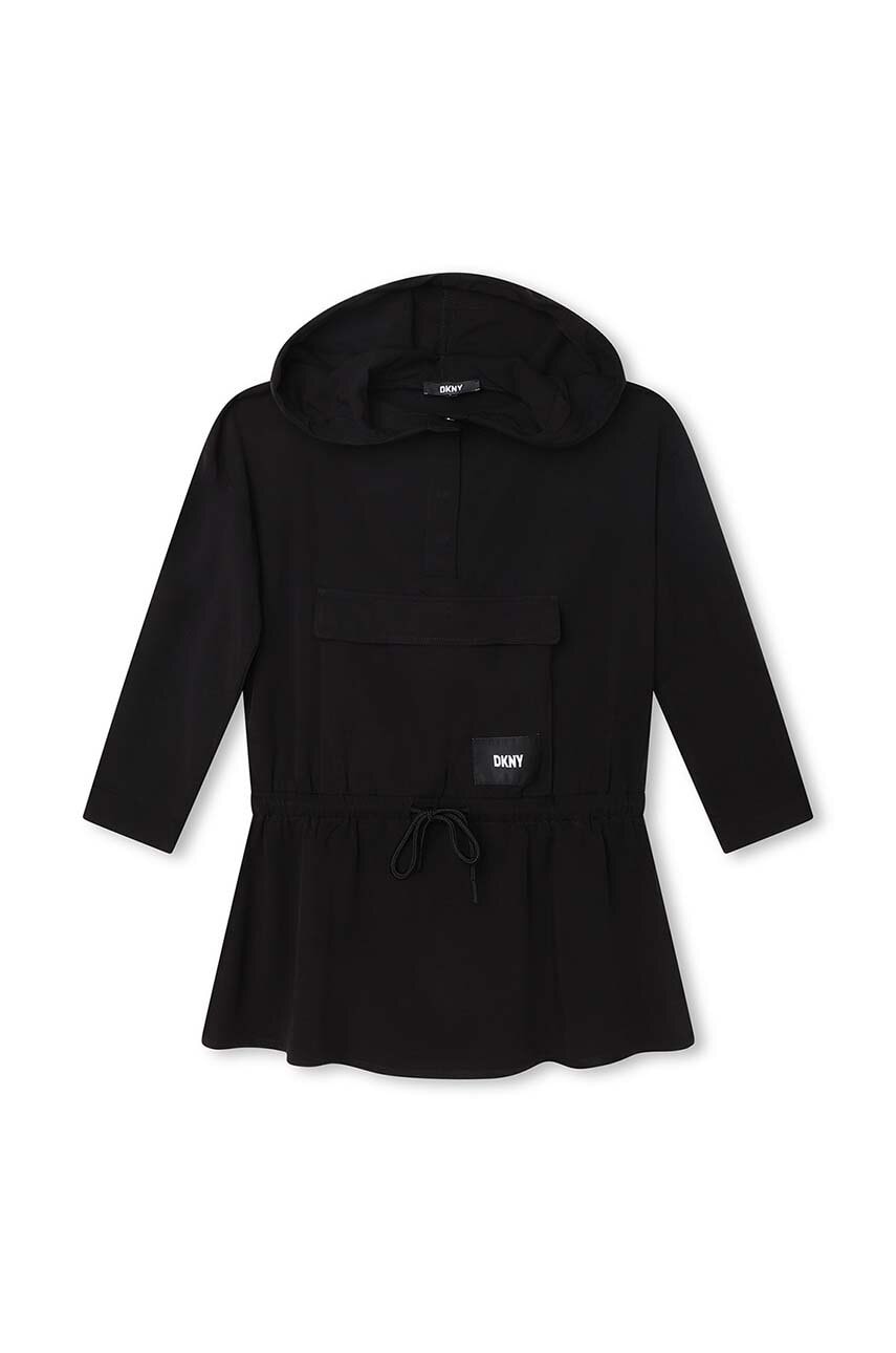Дитяча сукня Dkny колір чорний mini розкльошена Дитяча сукня Dkny колір чорний mini розкльошена