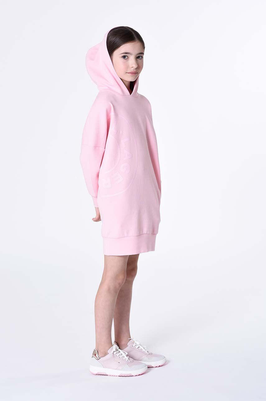 Levně Dívčí šaty Karl Lagerfeld růžová barva, mini