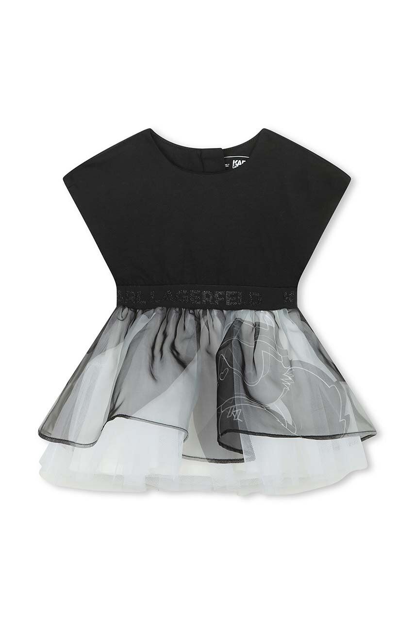 Karl Lagerfeld rochie bebe culoarea negru, midi, evazati
