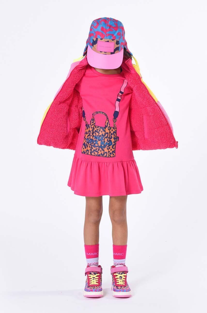 Marc Jacobs rochie din bumbac pentru copii culoarea rosu, mini, evazati