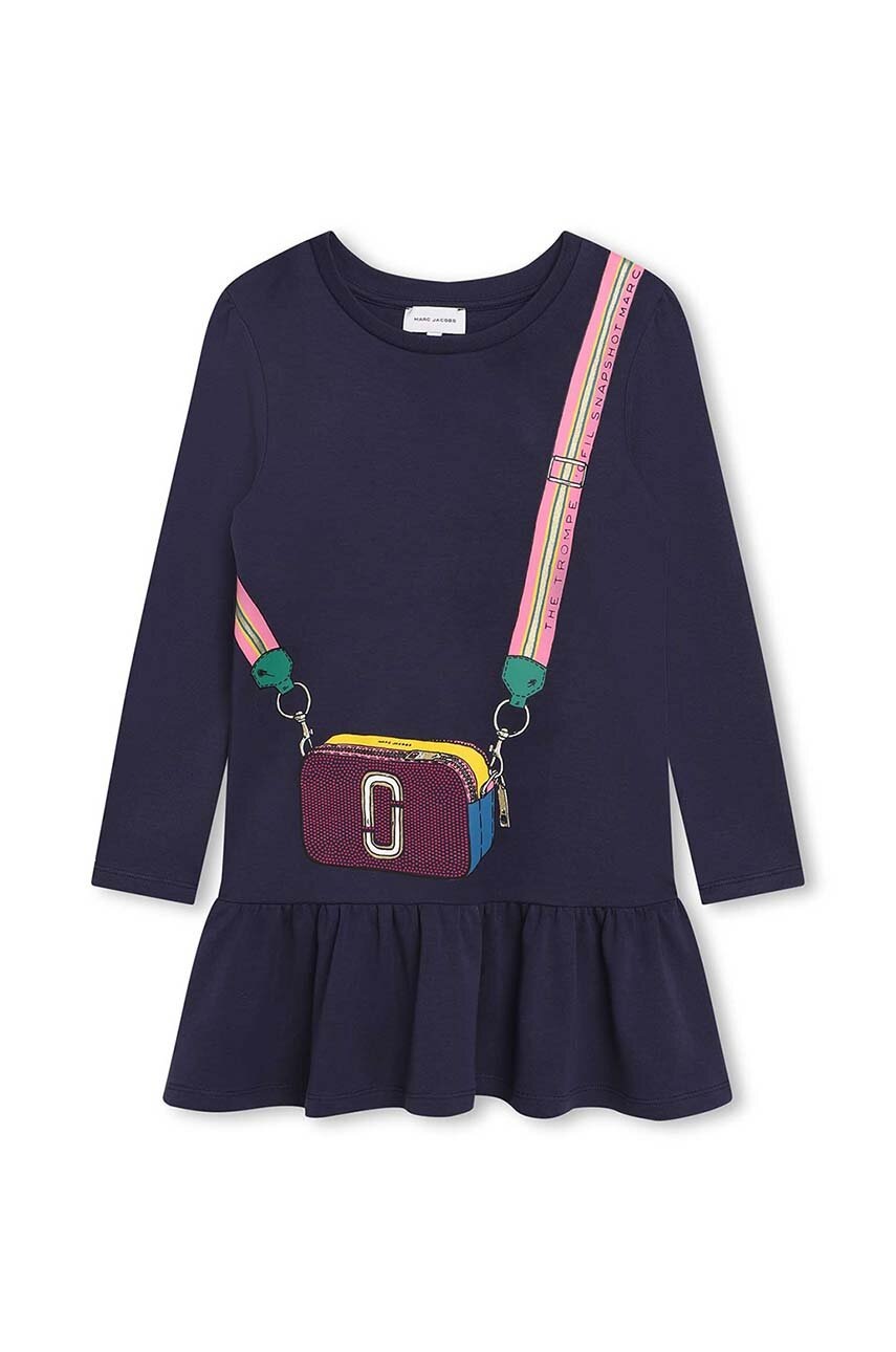 

Дитяча бавовняна сукня Marc Jacobs колір синій mini розкльошена