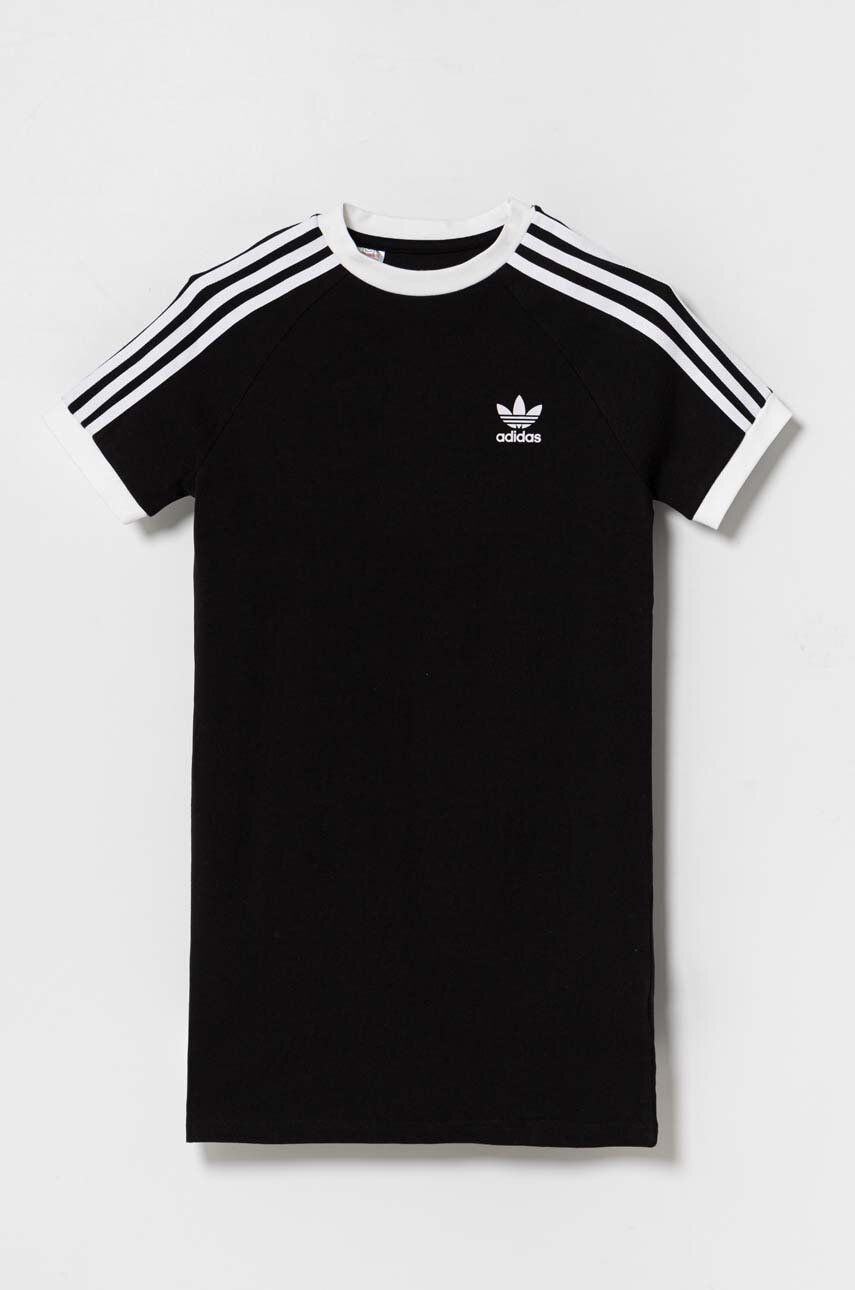 adidas Originals rochie din bumbac pentru copii culoarea negru, mini, drept