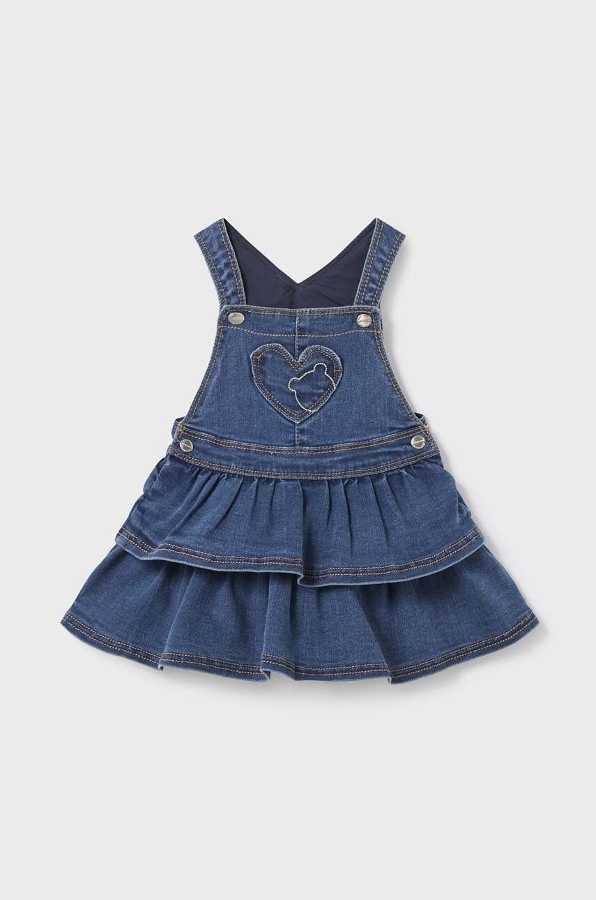 Mayoral rochie din denim pentru bebeluși culoarea albastru marin, mini, evazati