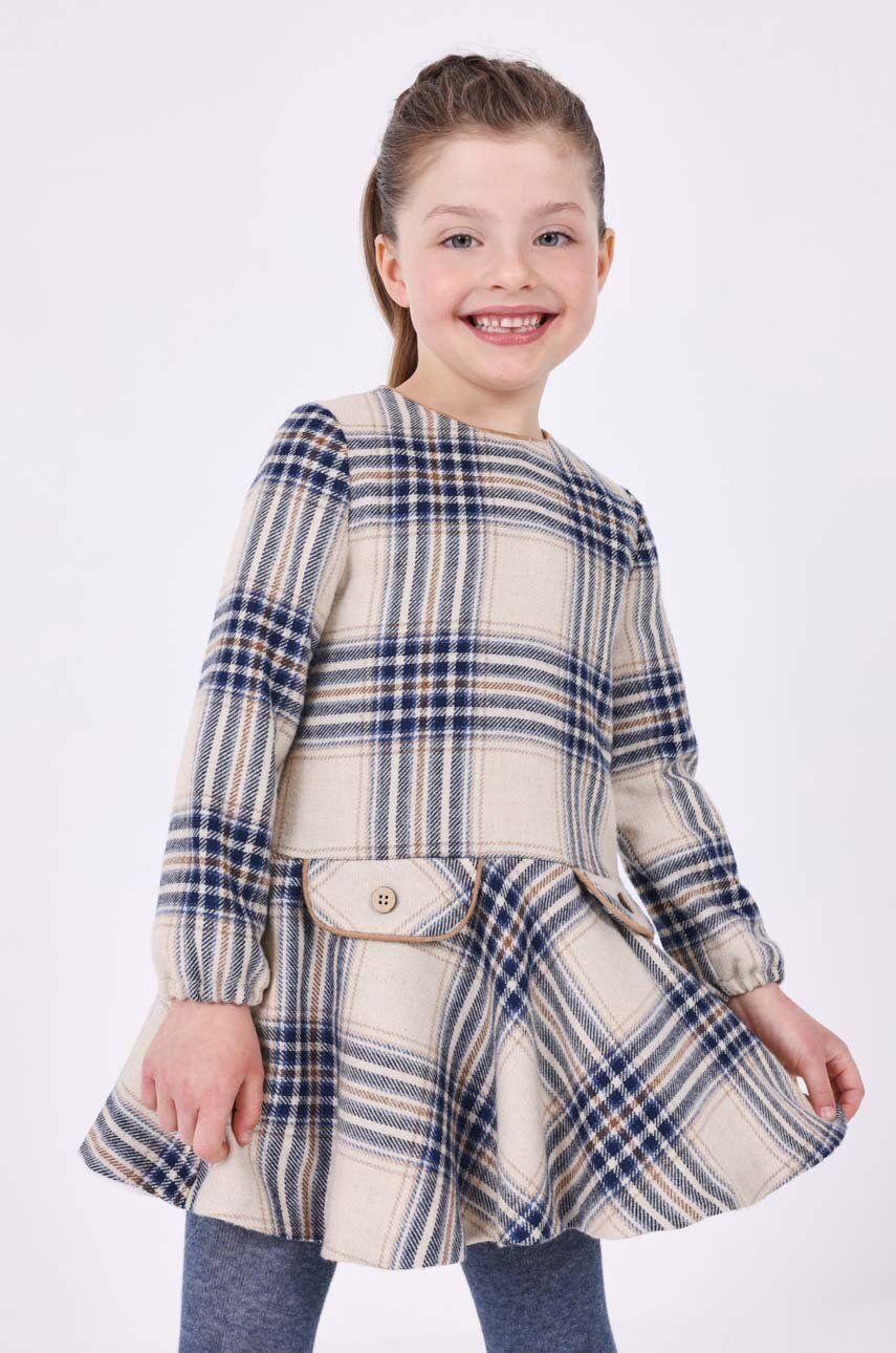 Dívčí šaty Mayoral fialová barva, mini, oversize - fialová -  Hlavní materiál: 50 % Polyester