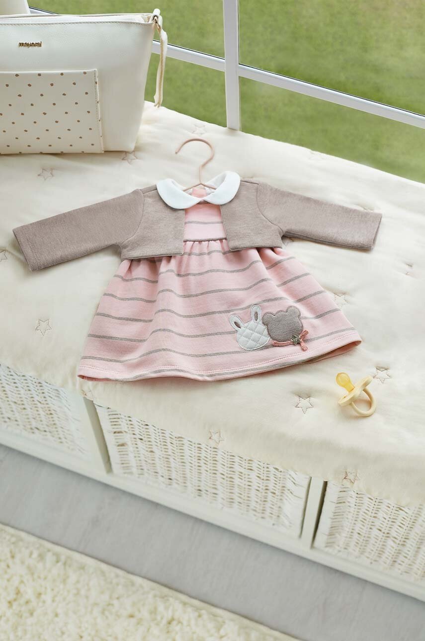 Mayoral Newborn rochie bebe culoarea roz, mini, evazati