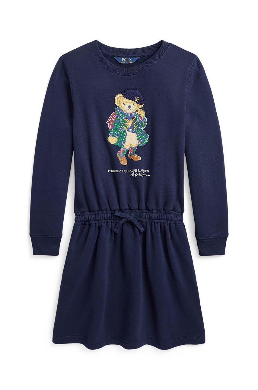 Levně Dívčí šaty Polo Ralph Lauren tmavomodrá barva, mini