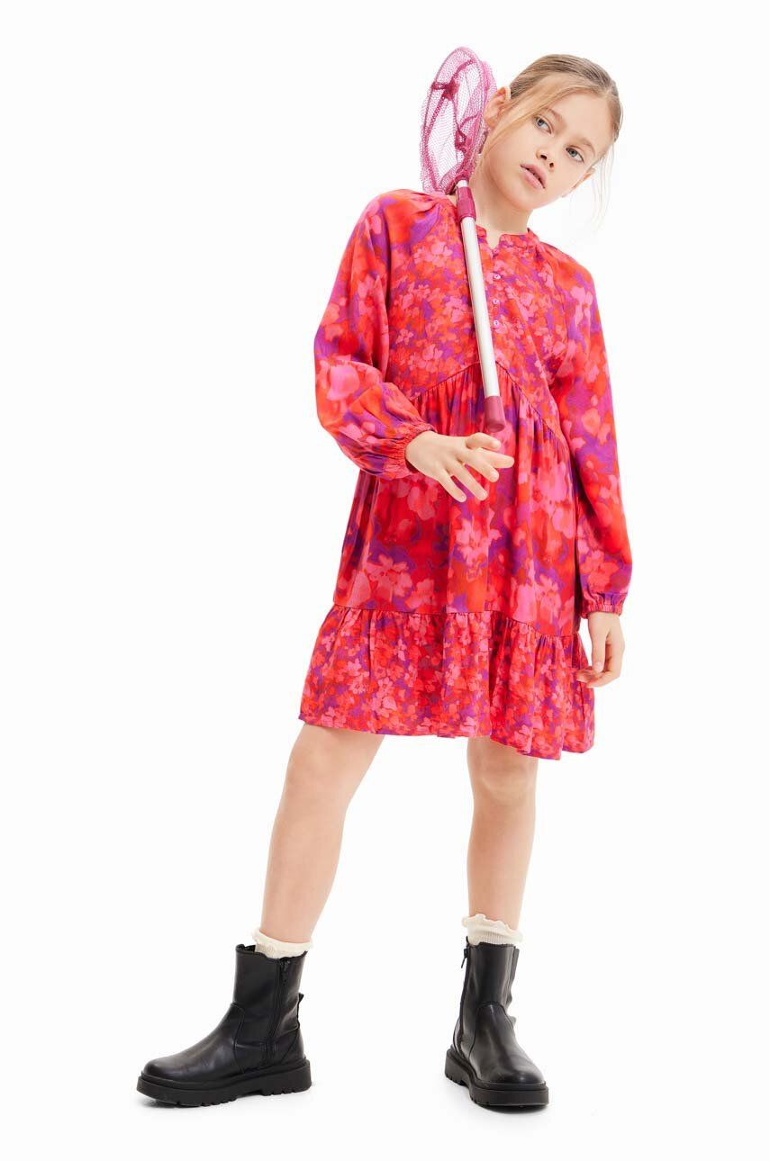 E-shop Dívčí šaty Desigual červená barva, midi