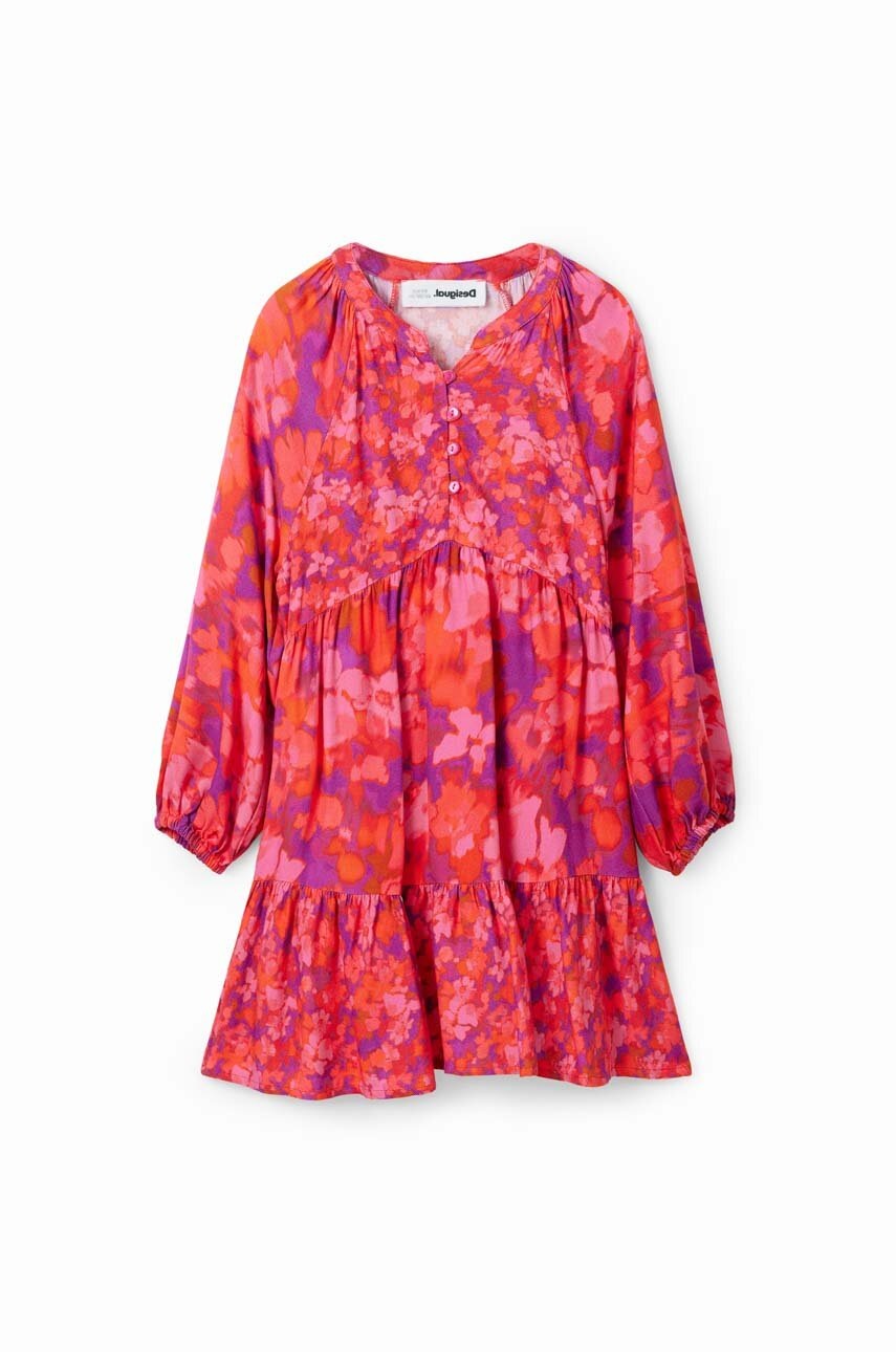 Детское платье Desigual цвет красный midi расклешённая