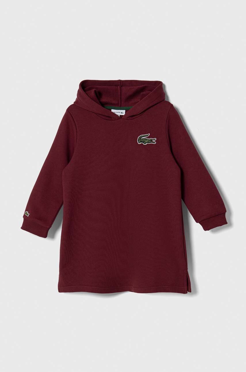 Lacoste rochie din bumbac pentru copii culoarea bordo, mini, evazati