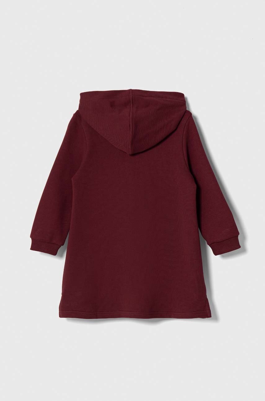 Хлопковое детское платье Lacoste цвет бордовый mini расклешённая