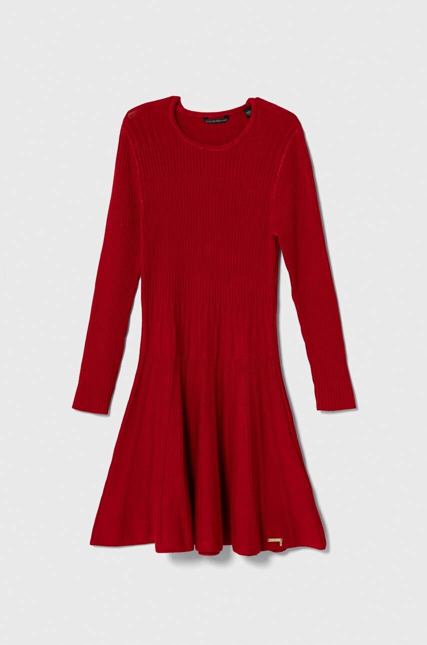 

Детское платье Guess цвет красный midi расклешённая