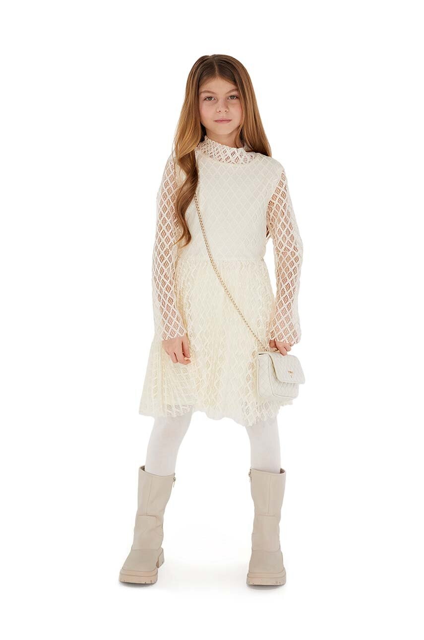 Детское платье Guess цвет бежевый mini расклешённая Детское платье Guess цвет бежевый mini расклешённая