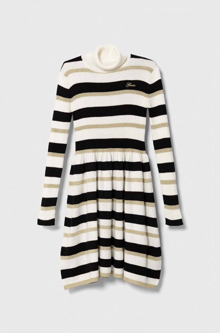 Levně Dívčí šaty Guess bílá barva, mini