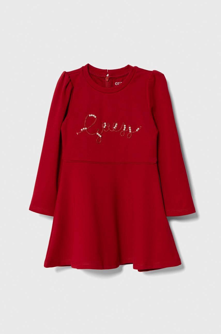 Levně Dívčí šaty Guess červená barva, mini