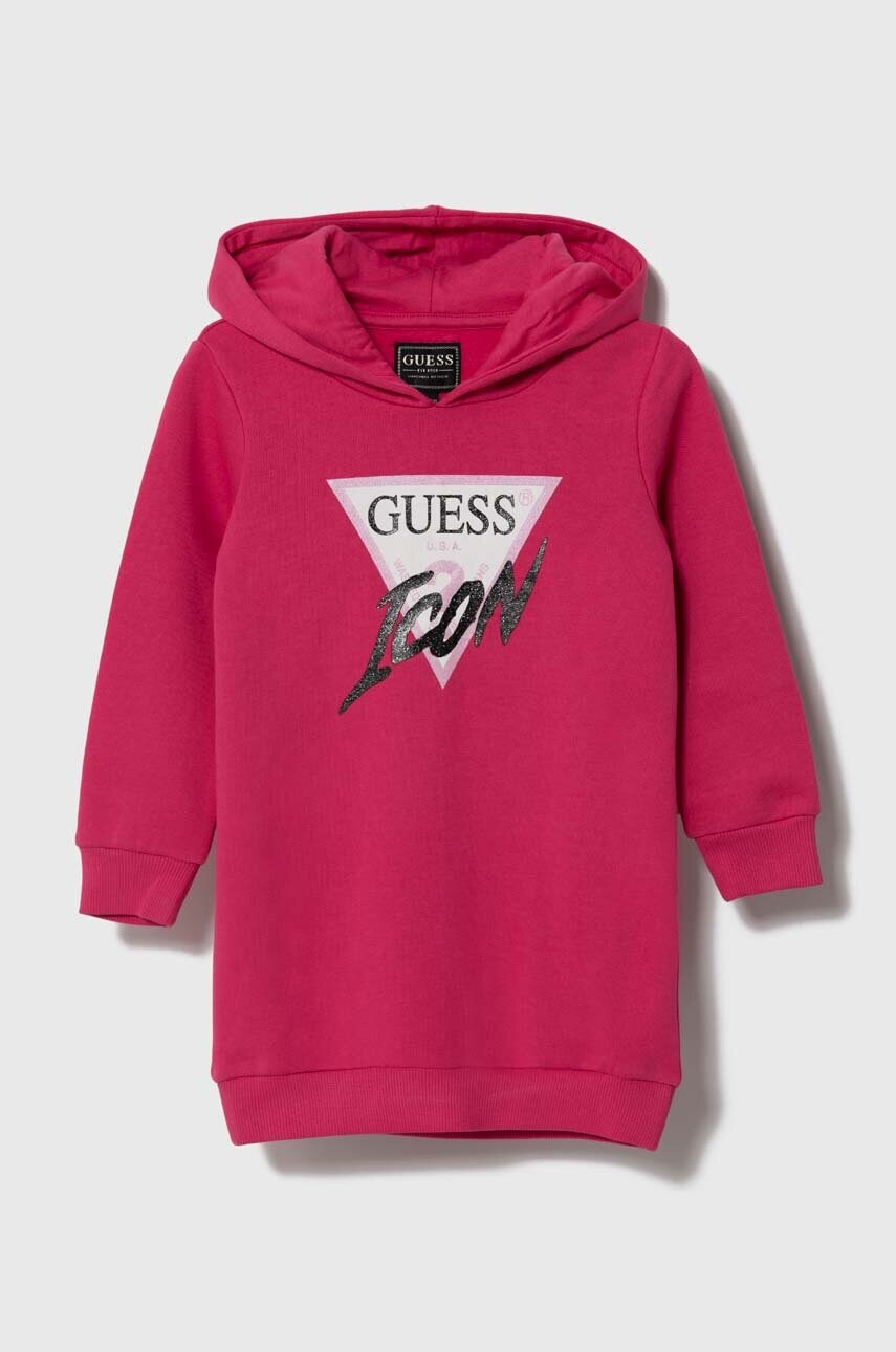 

Дитяча бавовняна сукня Guess колір рожевий mini пряма