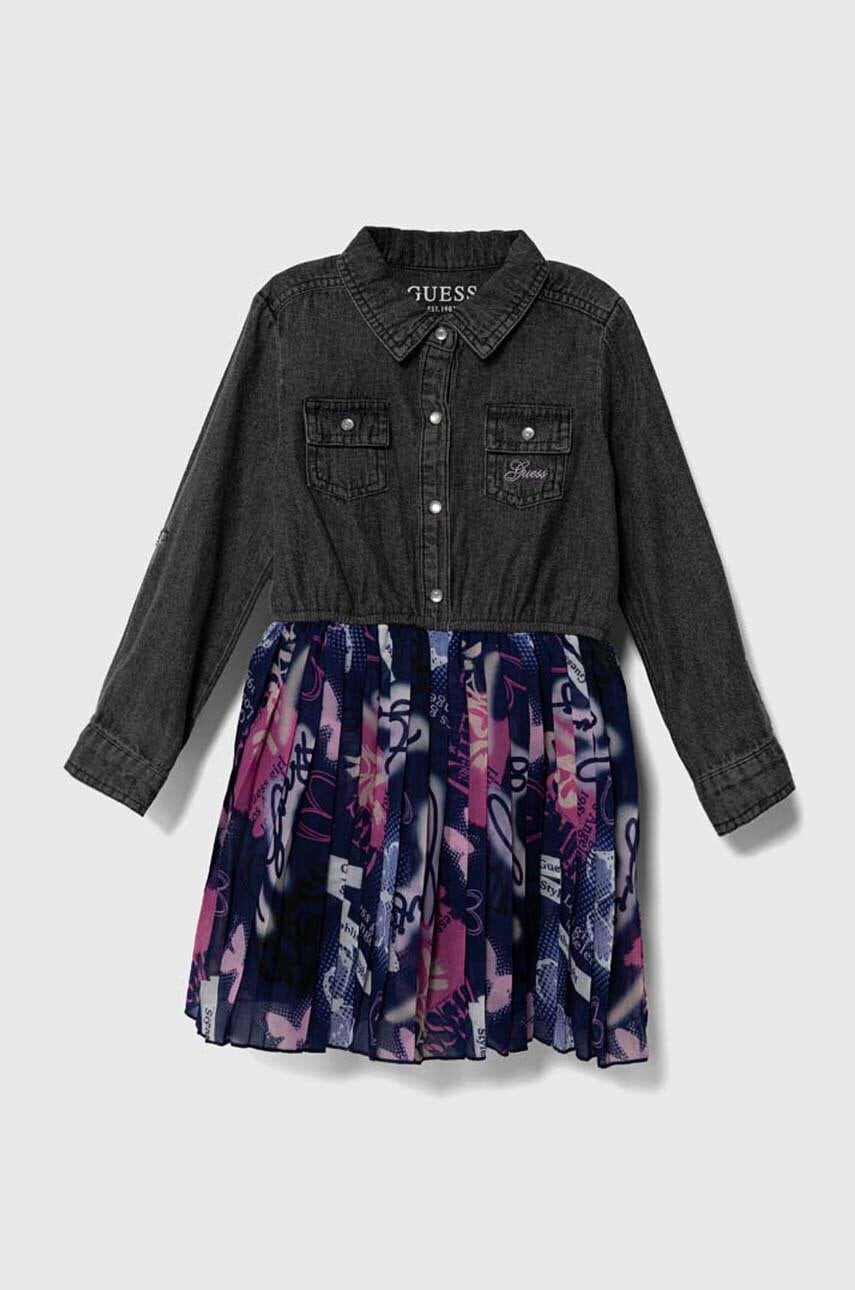 Детское платье Guess цвет серый mini расклешённая Детское платье Guess цвет серый mini расклешённая