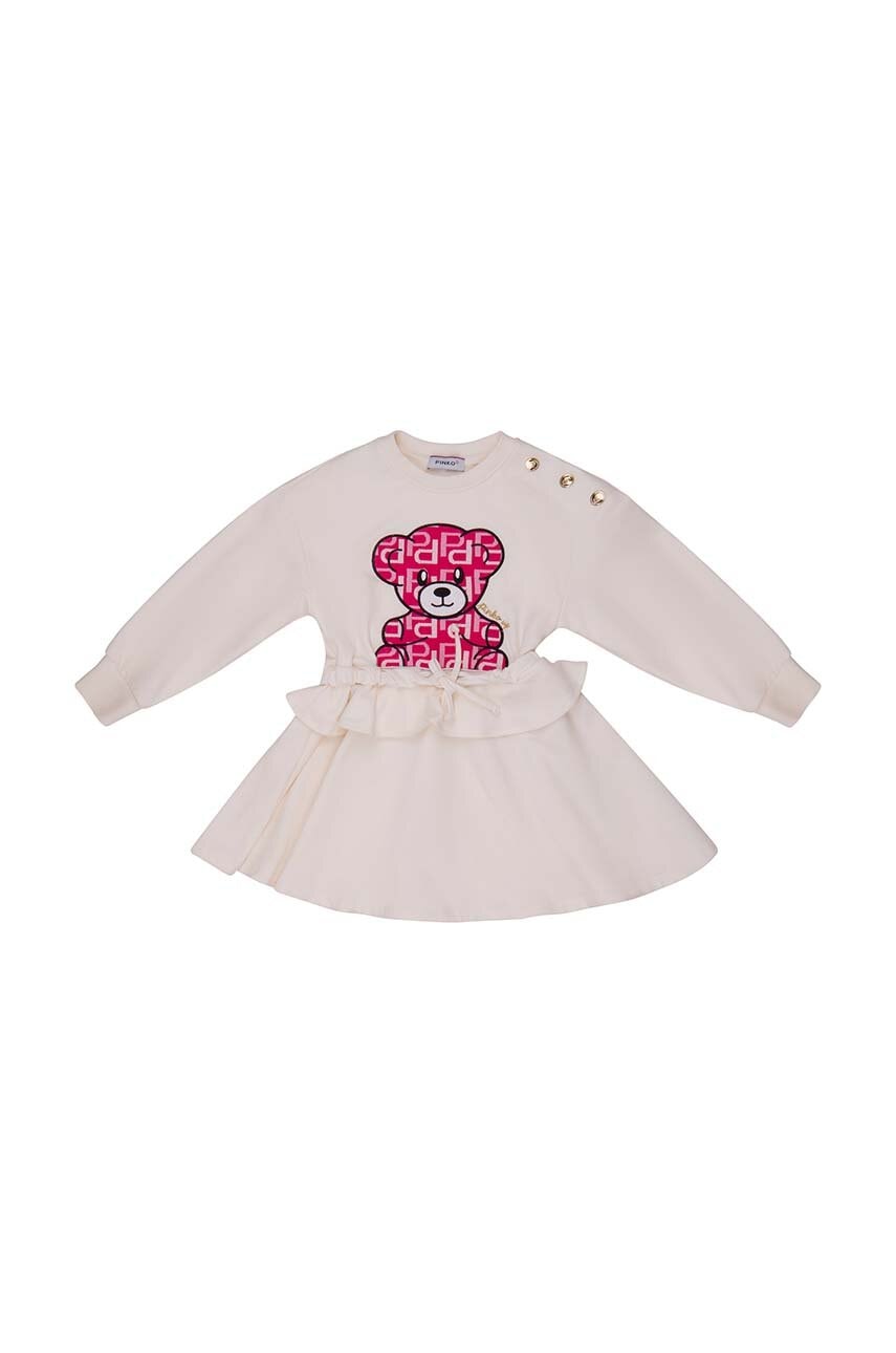 Дитяча сукня Pinko Up колір бежевий mini розкльошена Дитяча сукня Pinko Up колір бежевий mini розкльошена