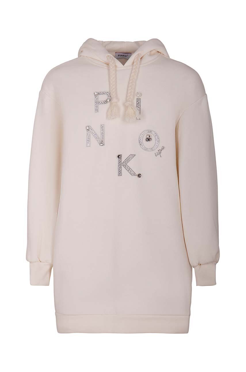 Dětské bavlněné šaty Pinko Up béžová barva, mini, oversize - béžová -  100 % Bavlna