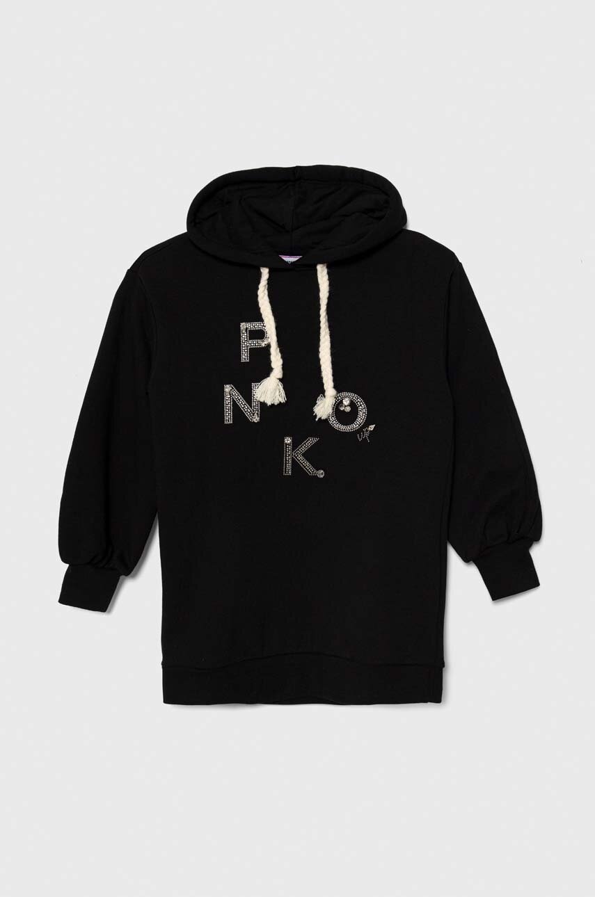 Дитяча бавовняна сукня Pinko Up колір чорний mini oversize Дитяча бавовняна сукня Pinko Up колір чорний mini oversize