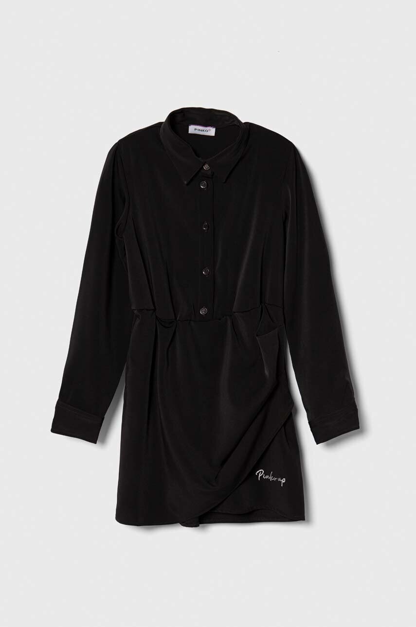 Дитяча сукня Pinko Up колір чорний mini розкльошена Дитяча сукня Pinko Up колір чорний mini розкльошена