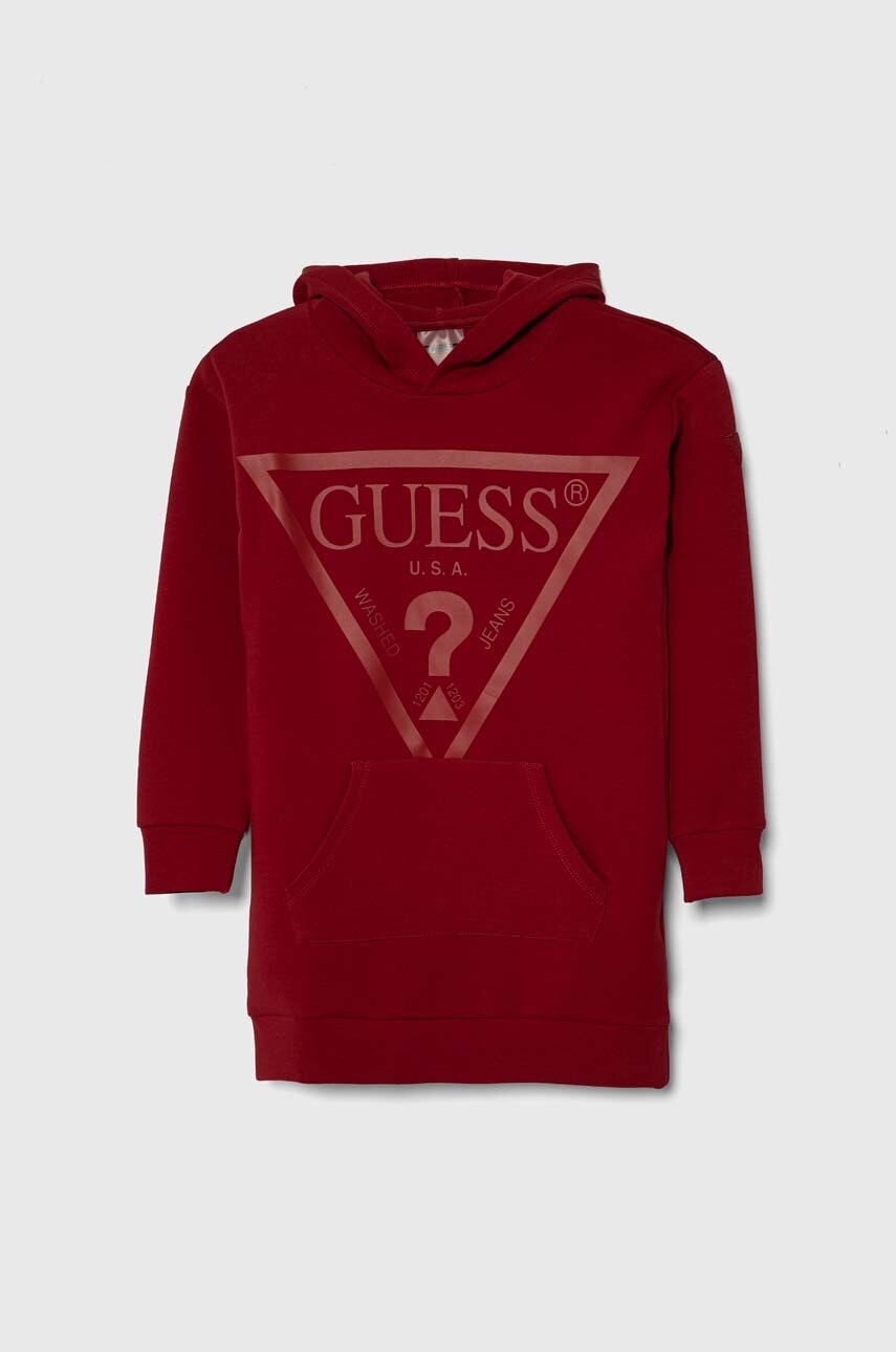 Детское платье Guess цвет бордовый mini прямая Детское платье Guess цвет бордовый mini прямая