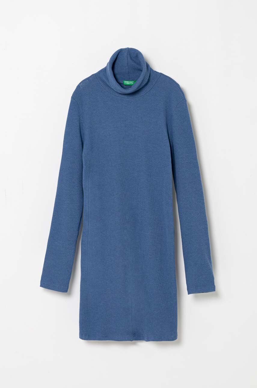 Dívčí šaty United Colors of Benetton mini - modrá - 65 % Polyester