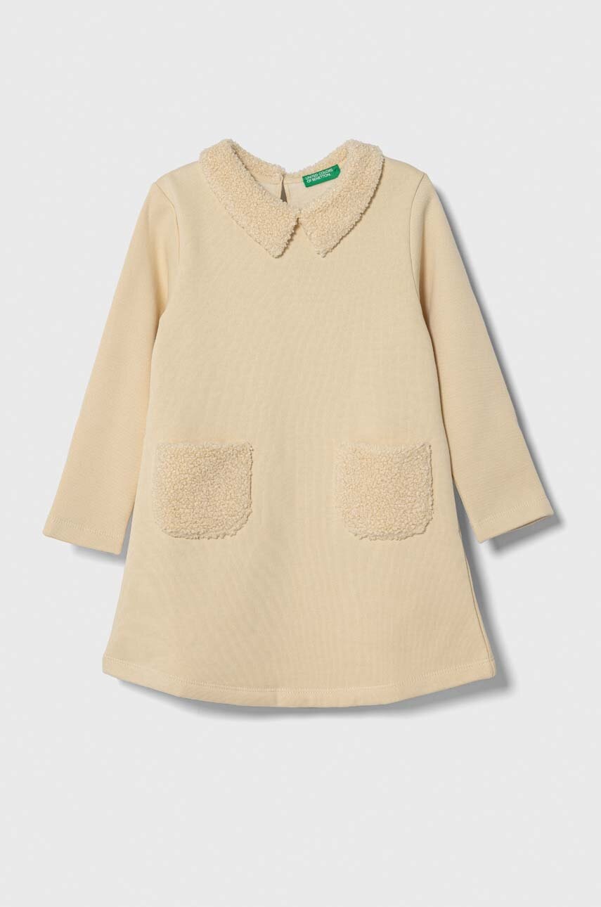 

Дитяча сукня United Colors of Benetton колір бежевий mini розкльошена