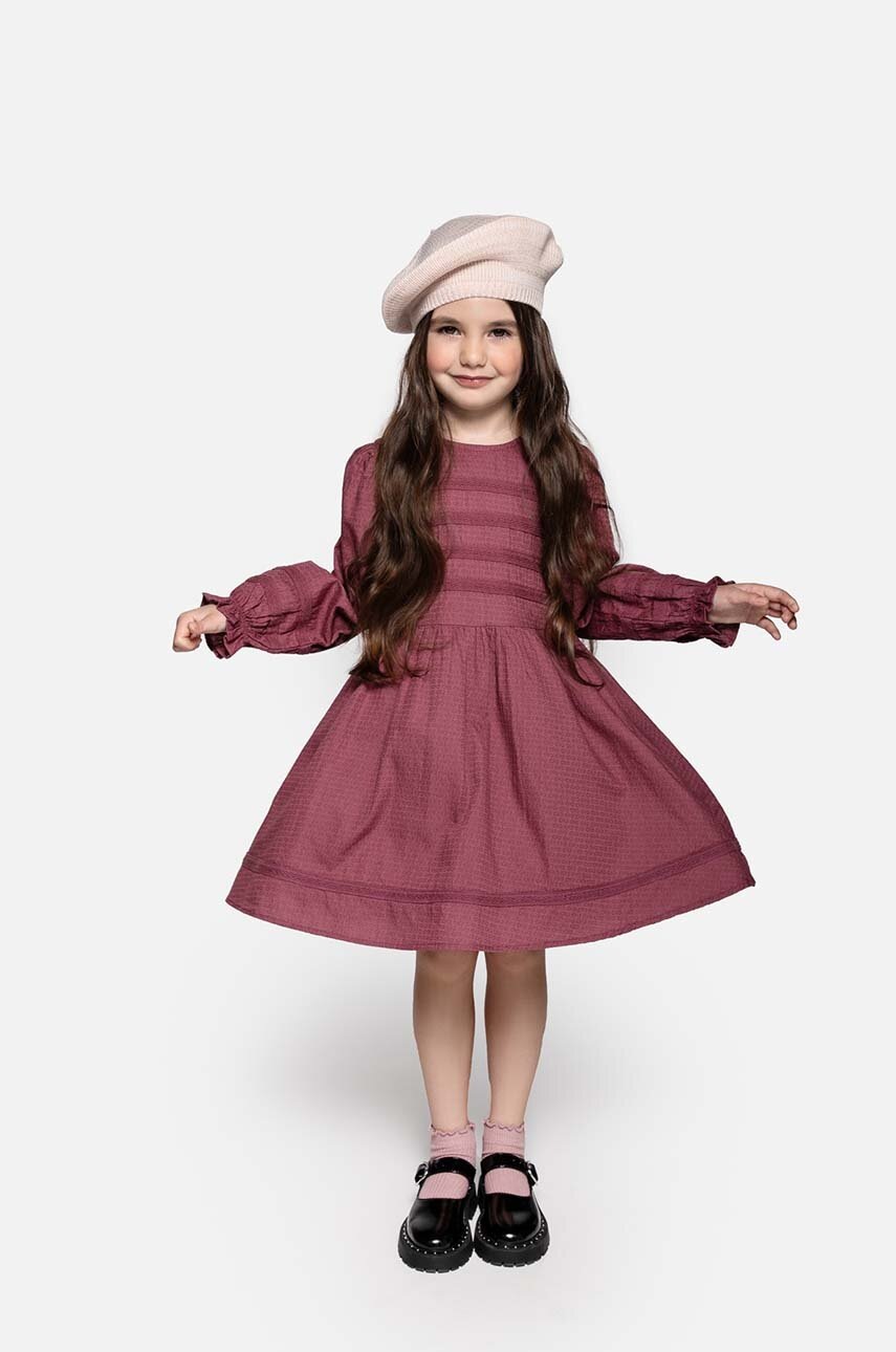 Coccodrillo rochie din bumbac culoarea bordo, mini, evazati