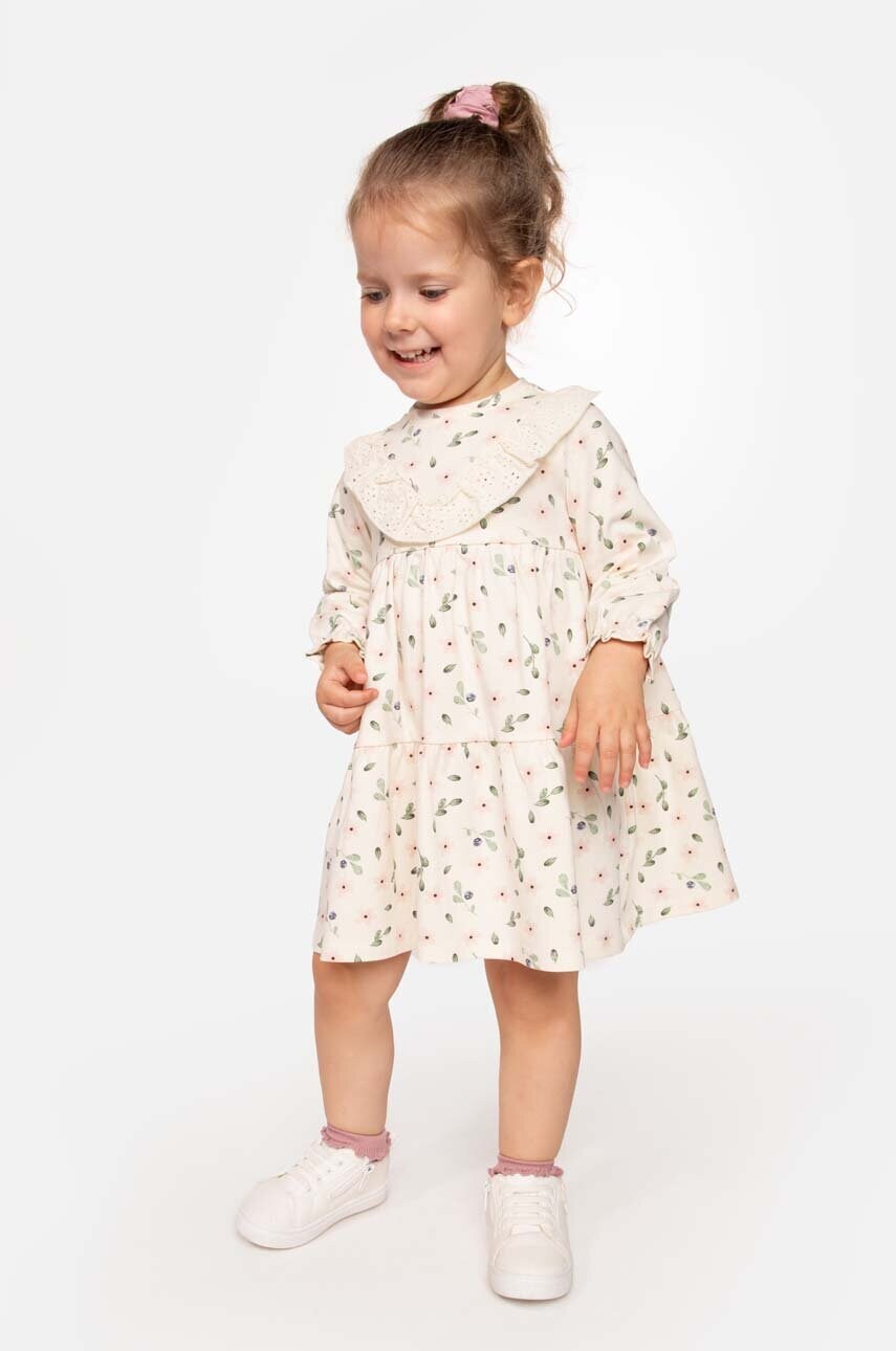 Coccodrillo Rochie Bebe Culoarea Bej, Mini, Evazati