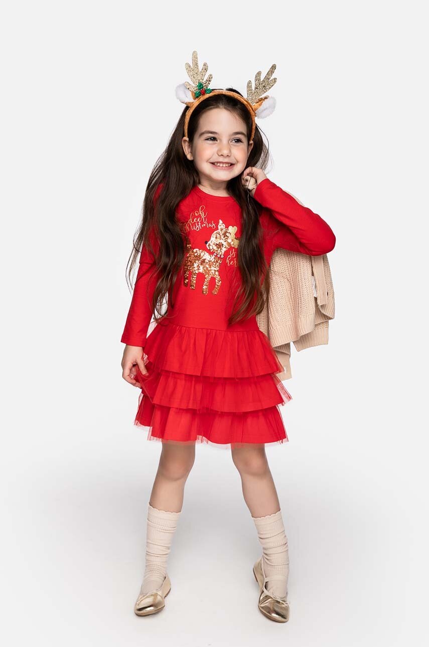 Детское платье Coccodrillo цвет красный mini расклешённая Детское платье Coccodrillo цвет красный mini расклешённая