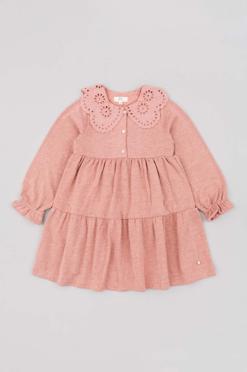 Dívčí šaty zippy růžová barva, mini - růžová - 82 % Polyester