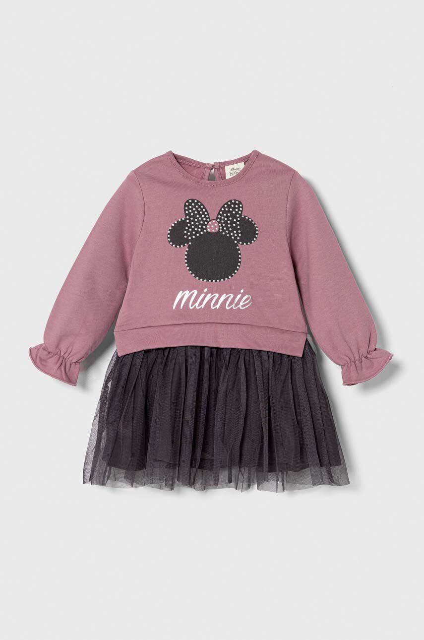 Dívčí šaty zippy x Disney fialová barva, mini - fialová
