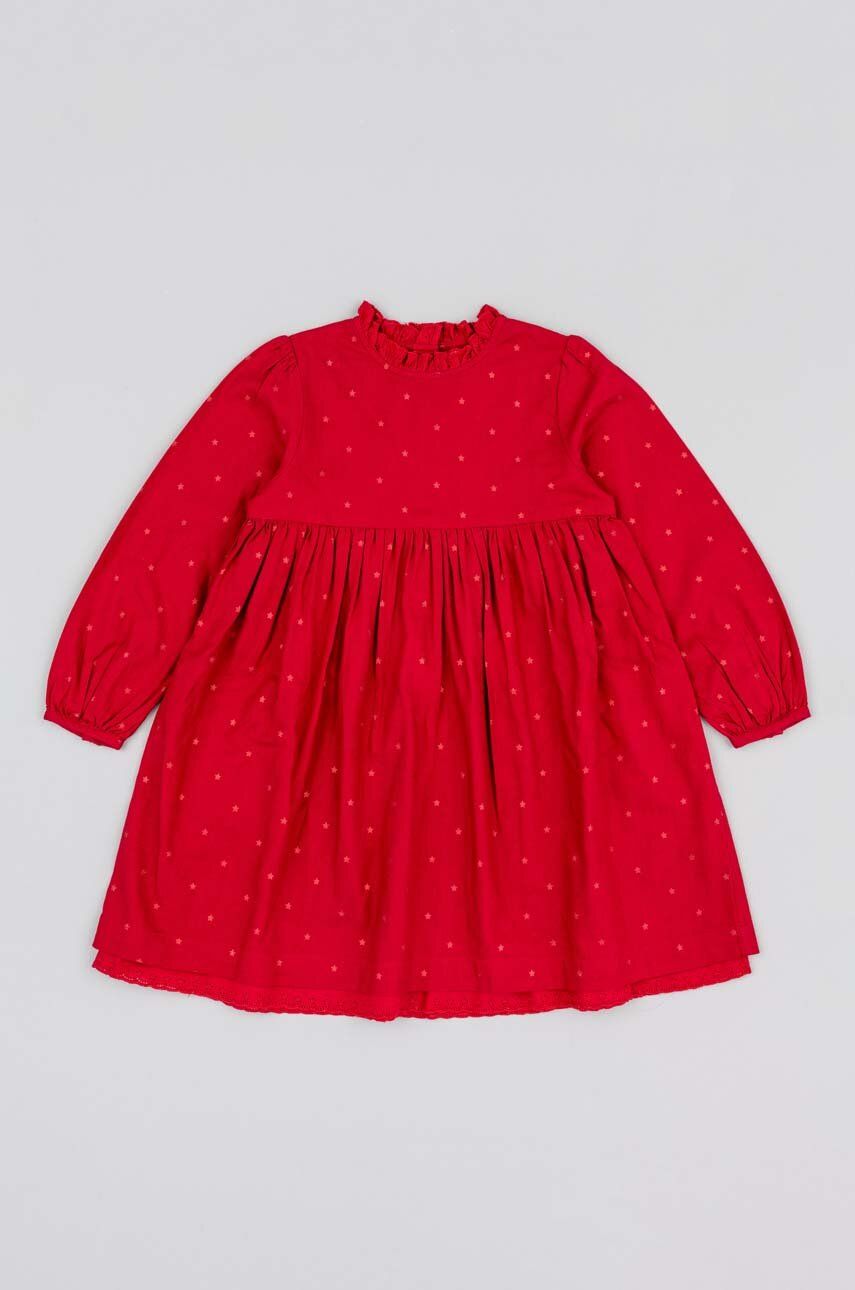 Dětské bavlněné šaty zippy červená barva, mini
