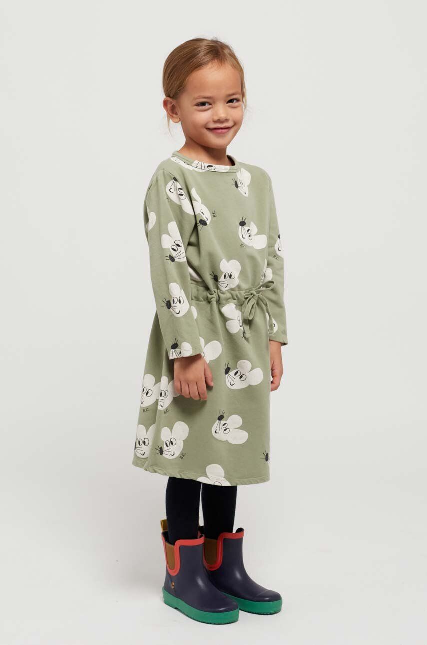 Dívčí šaty Bobo Choses zelená barva, mini - zelená - 94 % Organická bavlna