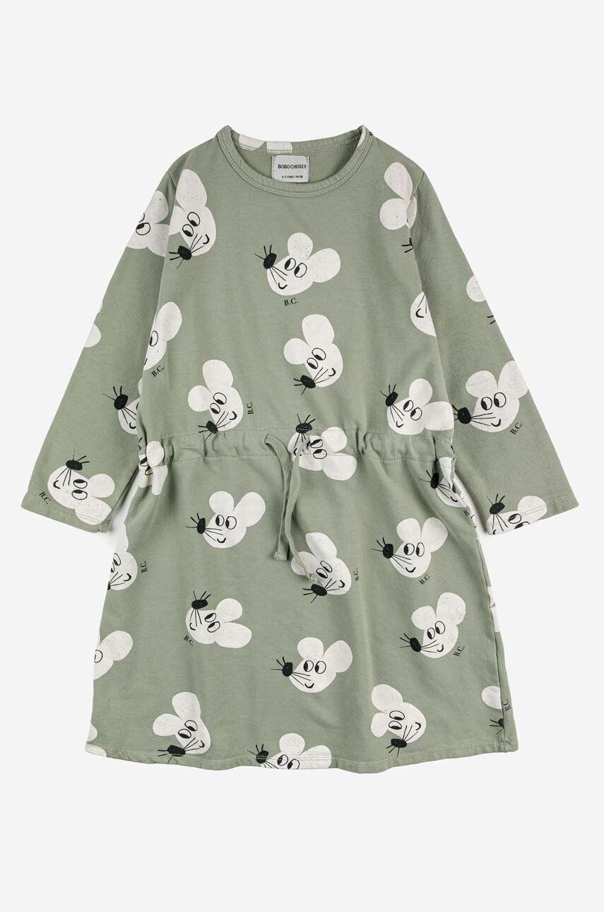 Детское платье Bobo Choses цвет зелёный mini расклешённая