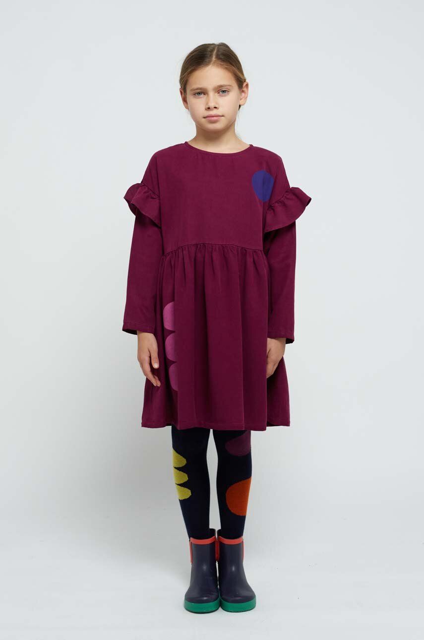 Levně Dívčí šaty Bobo Choses fialová barva, mini