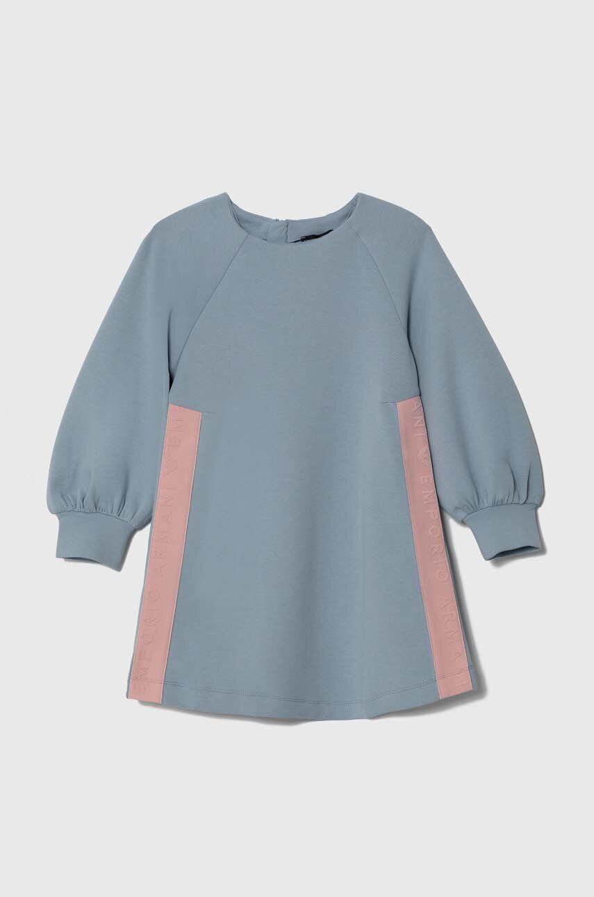 Dívčí šaty Emporio Armani mini, oversize - modrá - Hlavní materiál: 76 % Bavlna