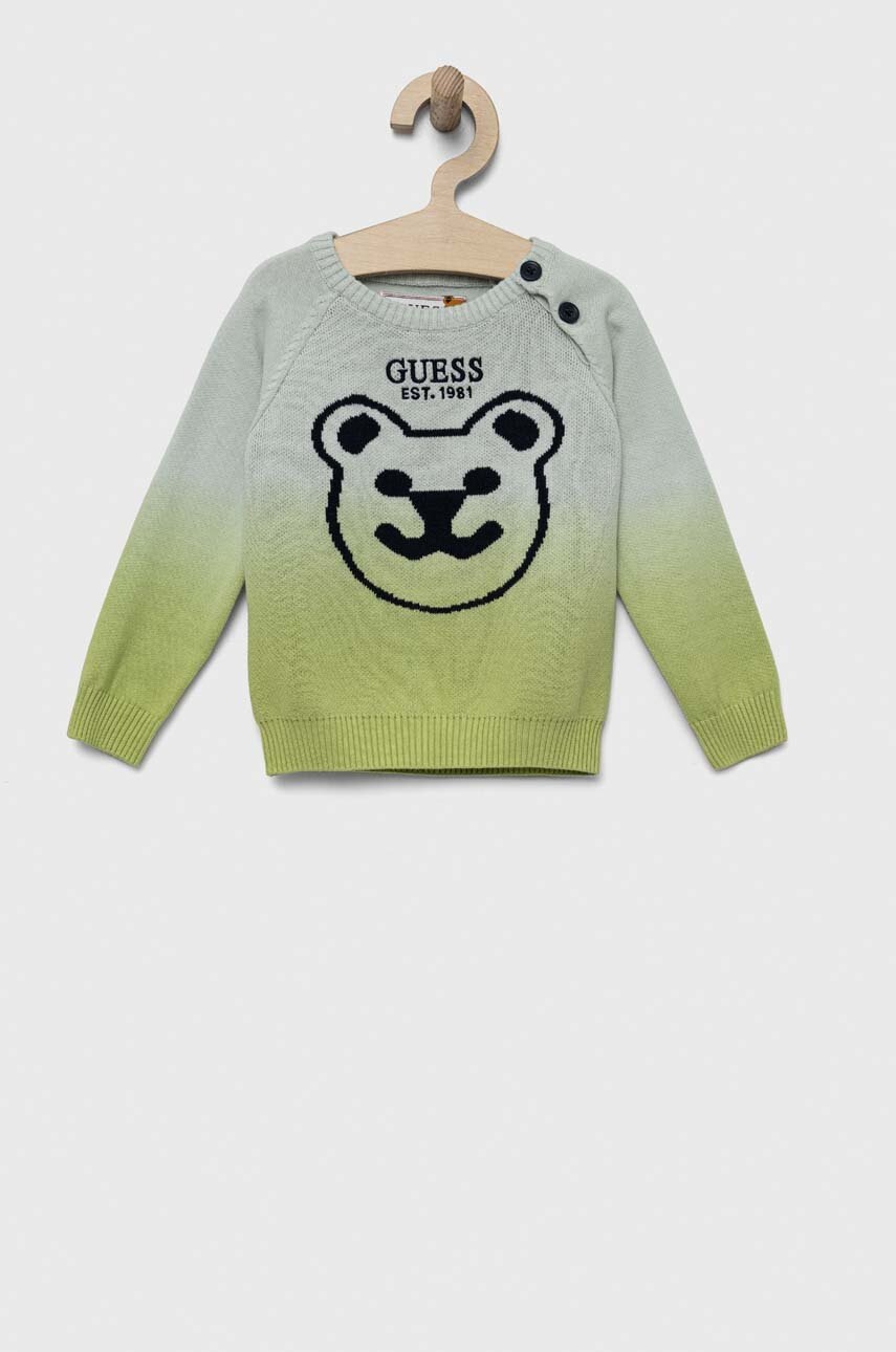 

Хлопковый свитер для младенцев Guess цвет зелёный