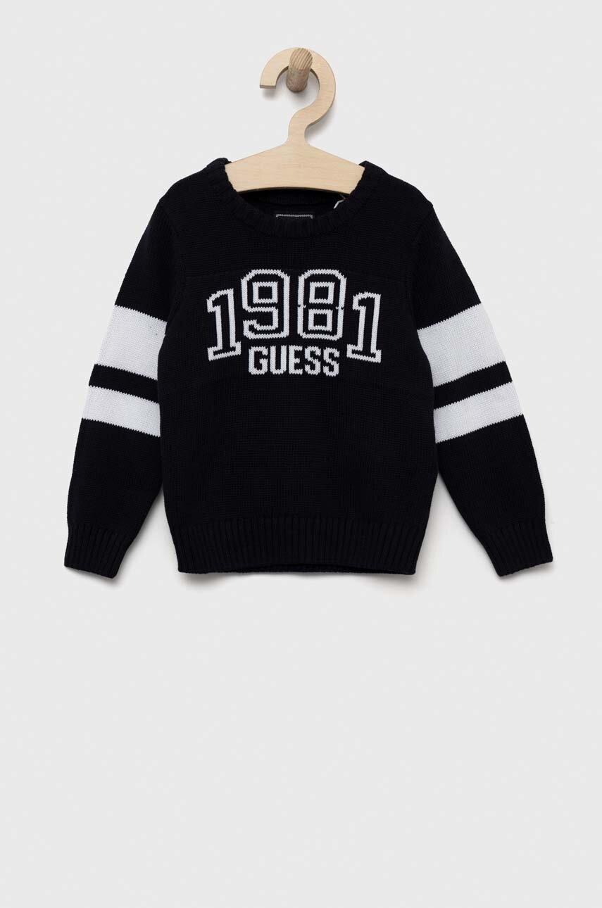

Детский хлопковый свитер Guess цвет синий